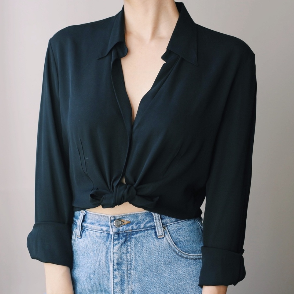 Silk Blouse Banana Republic Black
